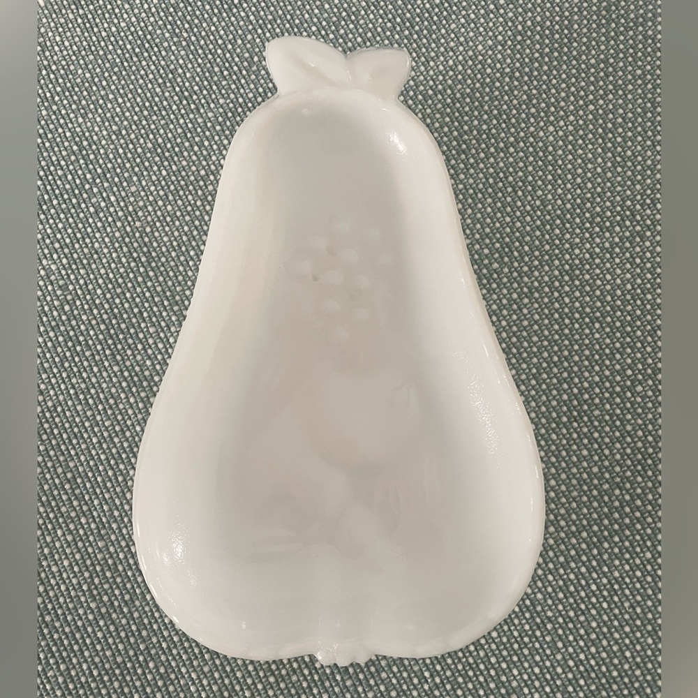 Pear Shaped Milk Glass Dish